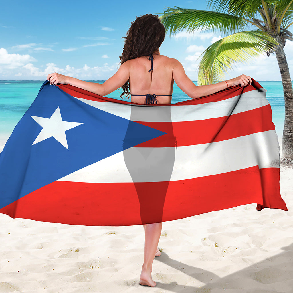 Puerto Rican Flag Print Beach Sarong Wrap