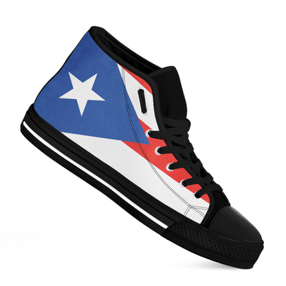 Puerto Rican Flag Print Black High Top Shoes