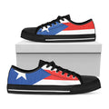 Puerto Rican Flag Print Black Low Top Sneakers