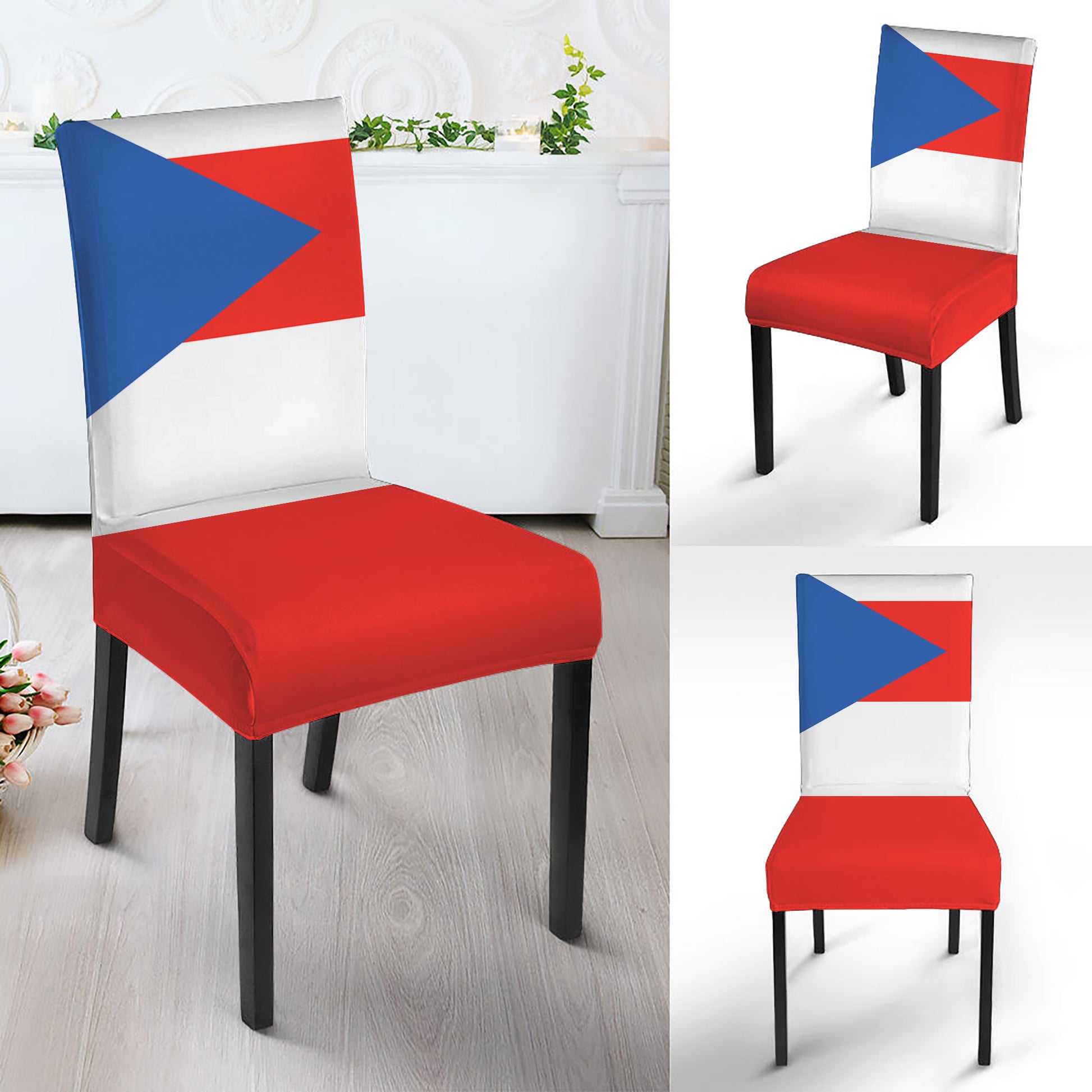 Puerto Rican Flag Print Dining Chair Slipcover