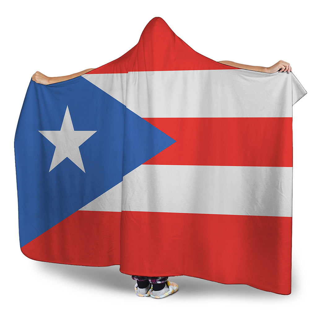 Puerto Rican Flag Print Hooded Blanket