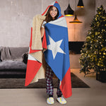 Puerto Rican Flag Print Hooded Blanket