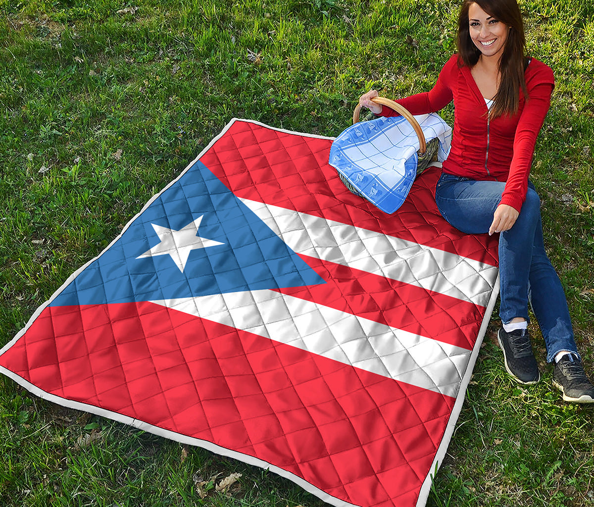 Puerto Rican Flag Print Quilt