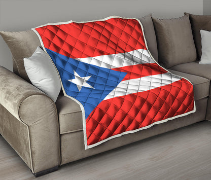 Puerto Rican Flag Print Quilt
