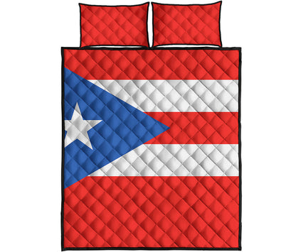 Puerto Rican Flag Print Quilt Bed Set