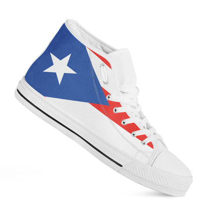 Puerto Rican Flag Print White High Top Shoes