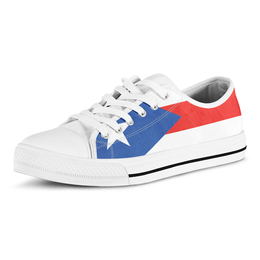 Puerto Rican Flag Print White Low Top Shoes