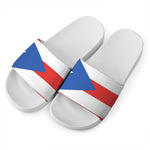 Puerto Rican Flag Print White Slide Sandals