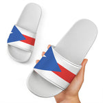 Puerto Rican Flag Print White Slide Sandals