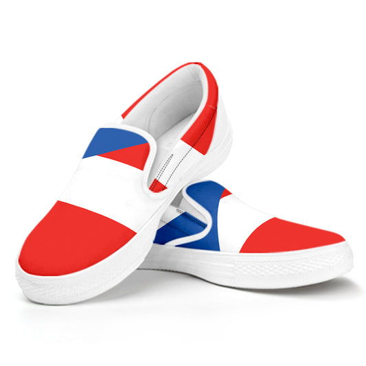Puerto Rican Flag Print White Slip On Shoes