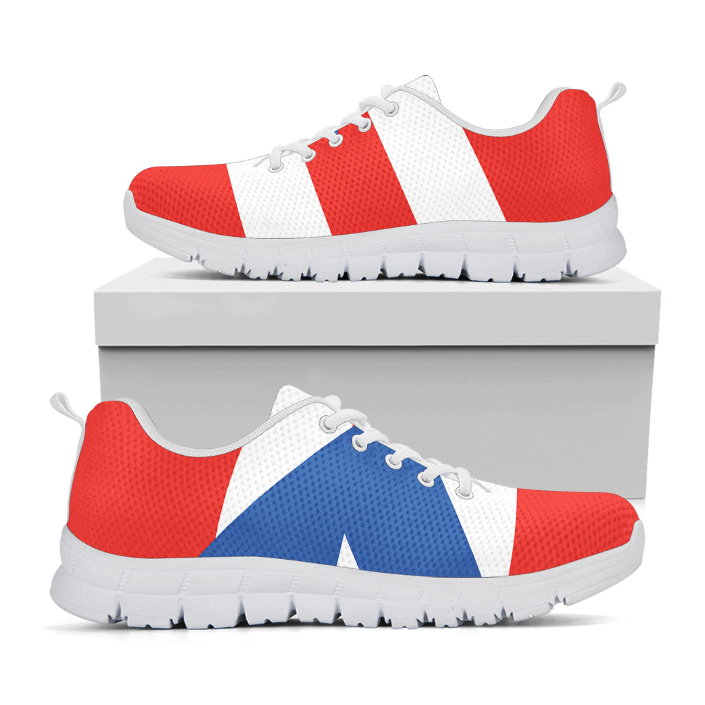 Puerto Rican Flag Print White Sneakers