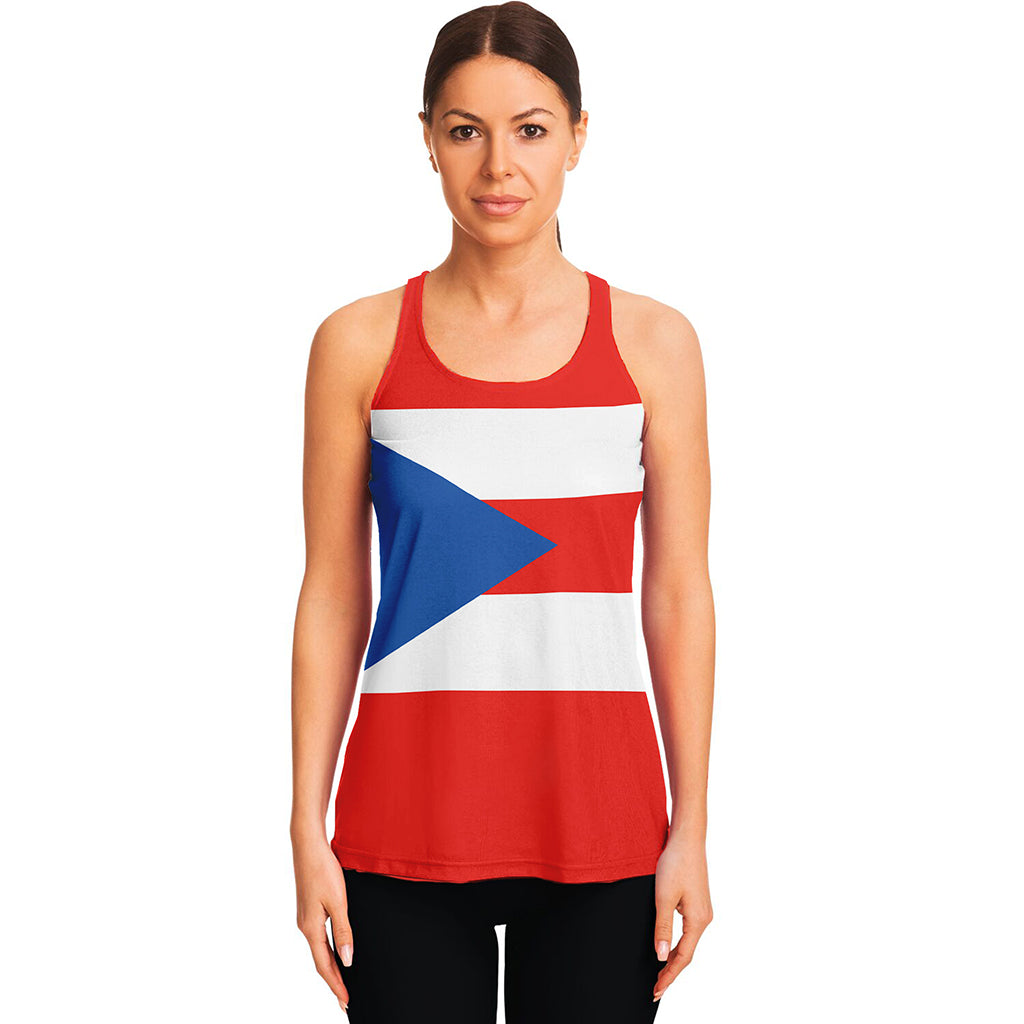 Puerto Rican Flag Print Women's Racerback Tank Top