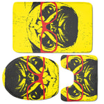 Pug With Glasses Portrait Print 3 Piece Bath Mat Set