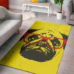 Pug With Glasses Portrait Print Area Rug