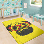 Pug With Glasses Portrait Print Area Rug