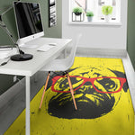 Pug With Glasses Portrait Print Area Rug