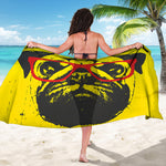 Pug With Glasses Portrait Print Beach Sarong Wrap