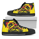 Pug With Glasses Portrait Print Black High Top Shoes