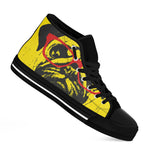 Pug With Glasses Portrait Print Black High Top Shoes