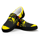 Pug With Glasses Portrait Print Black Slip On Shoes