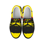 Pug With Glasses Portrait Print Black Slip On Shoes