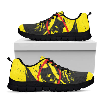 Pug With Glasses Portrait Print Black Sneakers