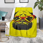 Pug With Glasses Portrait Print Blanket