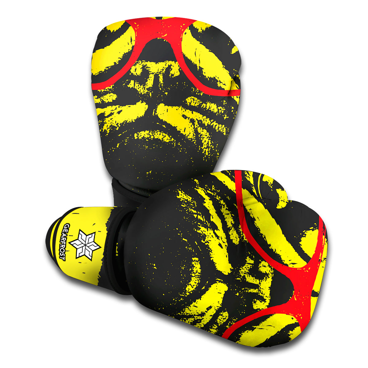 Pug With Glasses Portrait Print Boxing Gloves