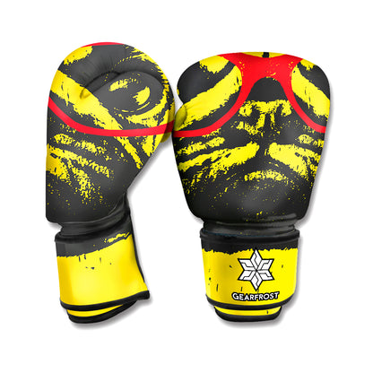 Pug With Glasses Portrait Print Boxing Gloves