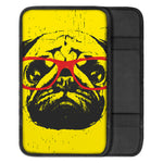 Pug With Glasses Portrait Print Car Center Console Cover