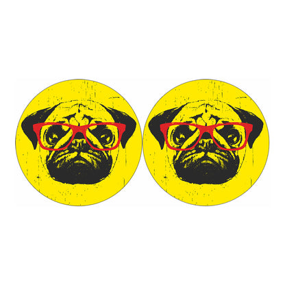 Pug With Glasses Portrait Print Car Coasters