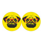 Pug With Glasses Portrait Print Car Coasters