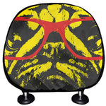 Pug With Glasses Portrait Print Car Headrest Covers
