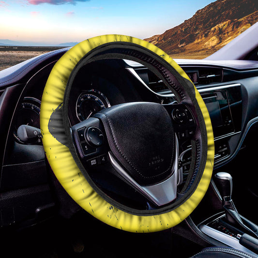 Pug With Glasses Portrait Print Car Steering Wheel Cover