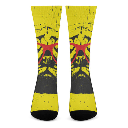 Pug With Glasses Portrait Print Crew Socks