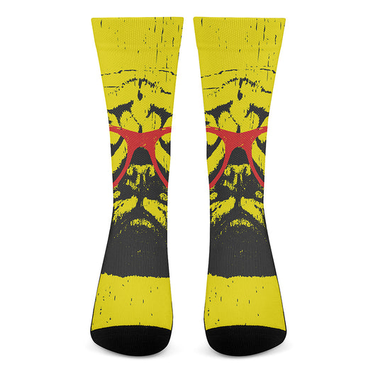Pug With Glasses Portrait Print Crew Socks