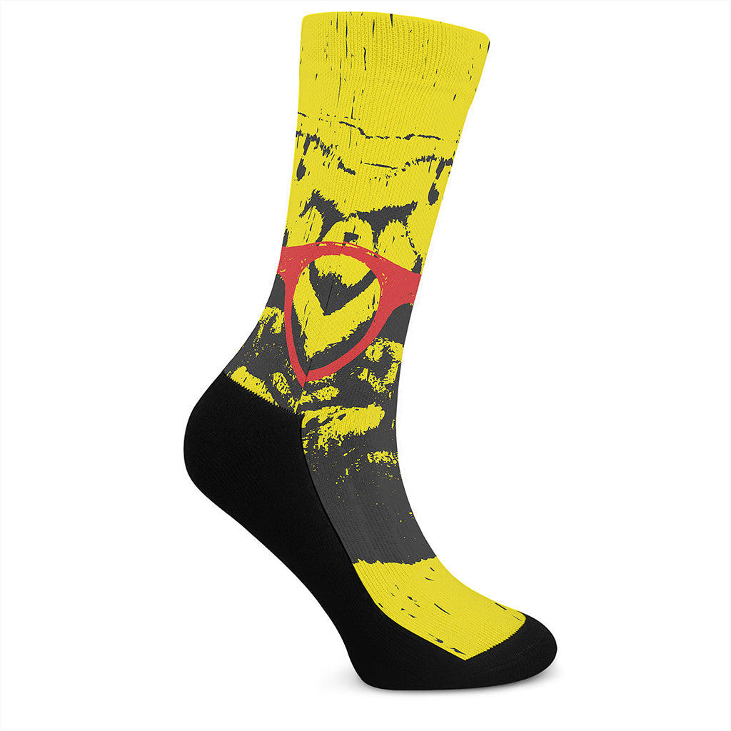 Pug With Glasses Portrait Print Crew Socks