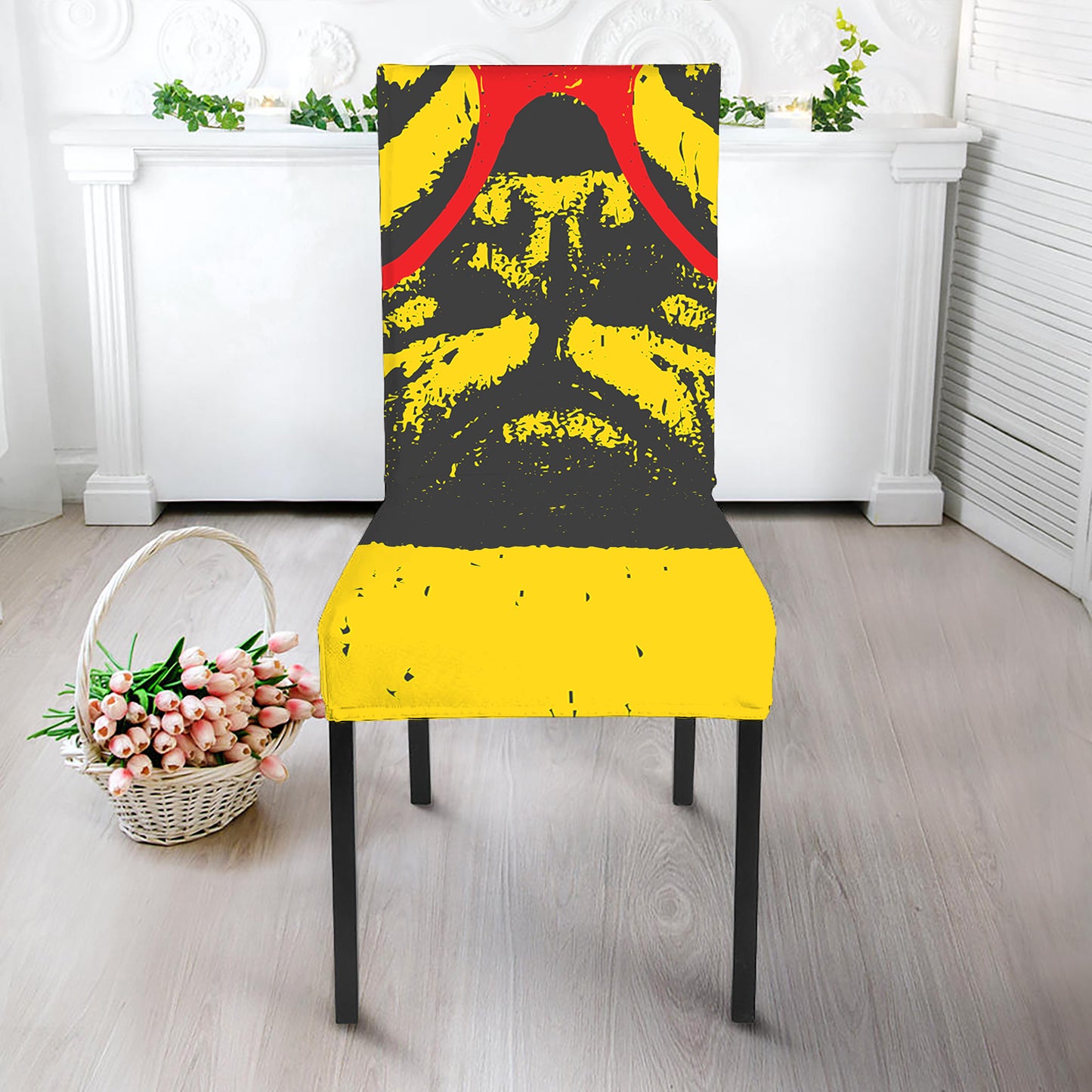 Pug With Glasses Portrait Print Dining Chair Slipcover