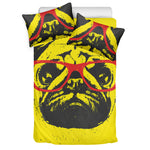 Pug With Glasses Portrait Print Duvet Cover Bedding Set