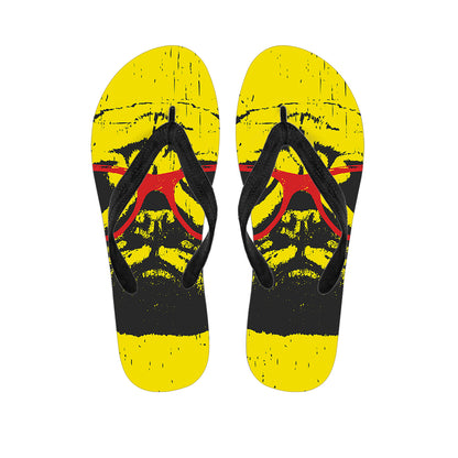 Pug With Glasses Portrait Print Flip Flops