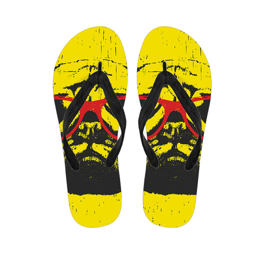 Pug With Glasses Portrait Print Flip Flops
