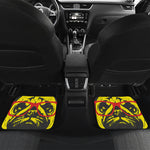 Pug With Glasses Portrait Print Front and Back Car Floor Mats
