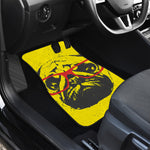 Pug With Glasses Portrait Print Front and Back Car Floor Mats