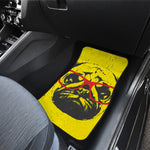 Pug With Glasses Portrait Print Front and Back Car Floor Mats