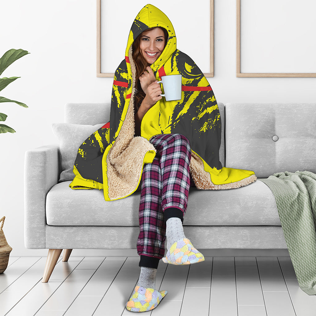 Pug With Glasses Portrait Print Hooded Blanket