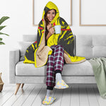 Pug With Glasses Portrait Print Hooded Blanket