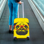 Pug With Glasses Portrait Print Luggage Cover