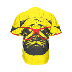 Pug With Glasses Portrait Print Men's Baseball Jersey