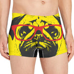 Pug With Glasses Portrait Print Men's Boxer Briefs