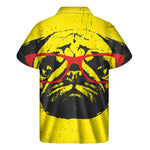 Pug With Glasses Portrait Print Men's Short Sleeve Shirt